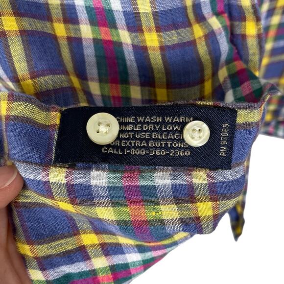 Scott Barber 100% Linen Plaid Button Down Shirt Classic Preppy Men's Sz Medium - Picture 9 of 10